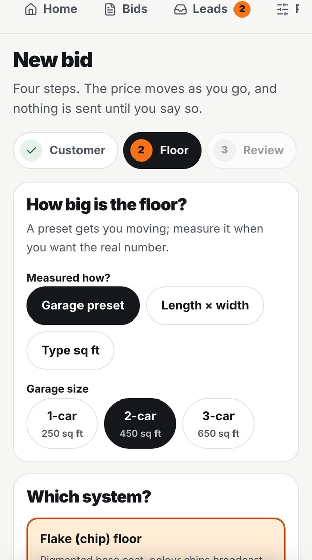Pricing a job step by step, with the price to the customer updating as you go